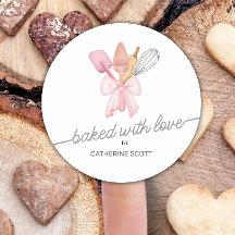 Baked with love watercolor personalised