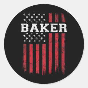 Baker American Flag Usa Patriot Patriotic Baking  Classic Round Sticker