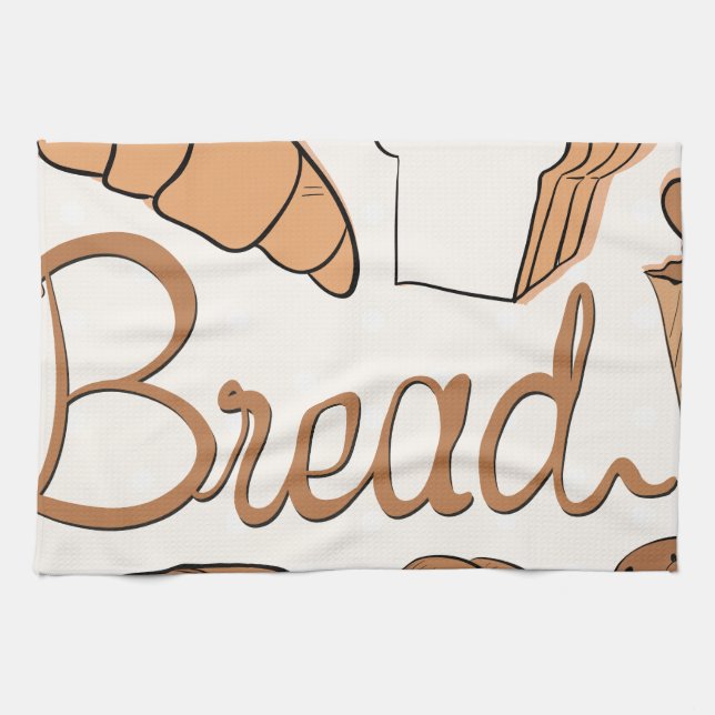 Baker and different kind of bread tea towel (Horizontal)