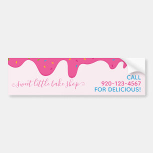 Baker Bakery Frosting Drips Sprinkles Pink Bumper Sticker