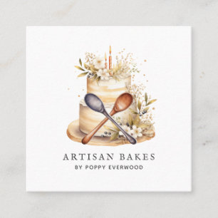 Baker Bakery Pastry Chef Cake Utensils Square Business Card