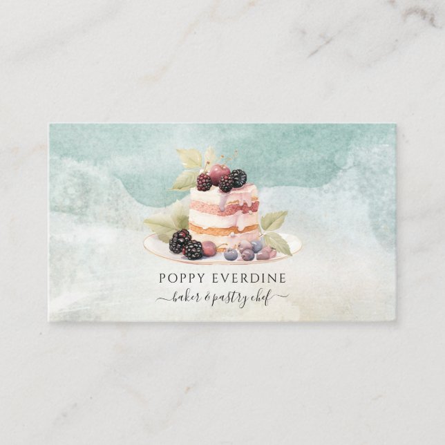 Baker Bakery Pastry Chef Catering Elegant Cake Business Card (Front)