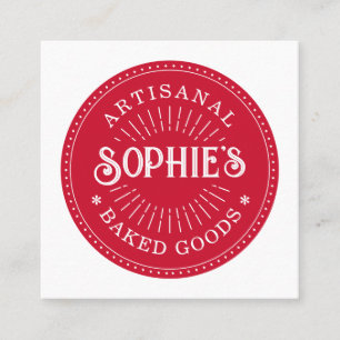 Baker Bakery Pastry Chef Typography Square Business Card