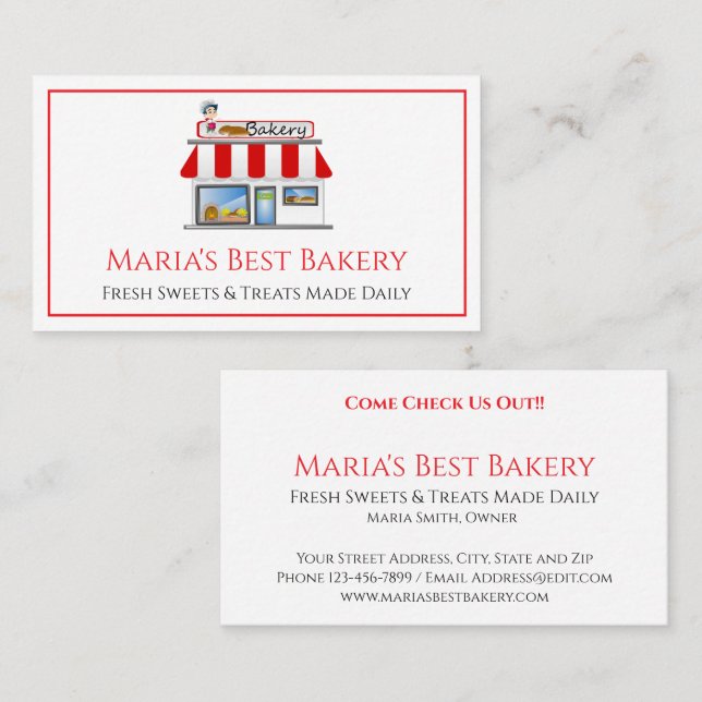 Baker Bakery Store Cafe Business Card (Front/Back)