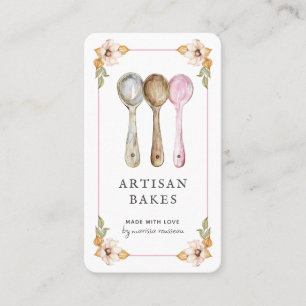 Baker Bakery Watercolor Measuring Spoons Business Card
