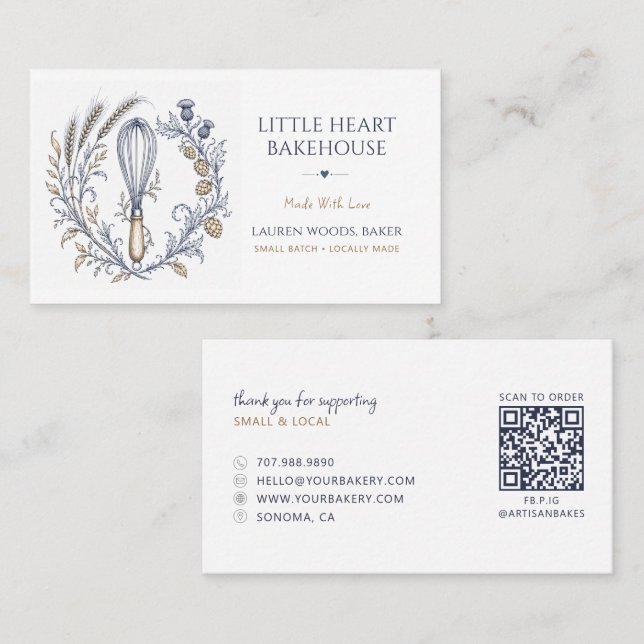 Baker Bakery Whisk Business Card (Front/Back)