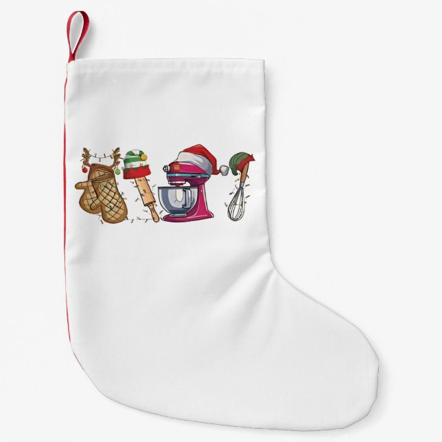 Baker Baking Bake Bakery Kitchen Worke Small Christmas Stocking (Front)