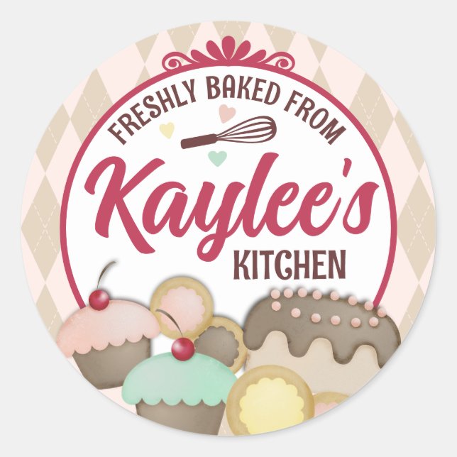 baker baking cupcake cookies cake gift stickers... classic round sticker (Front)