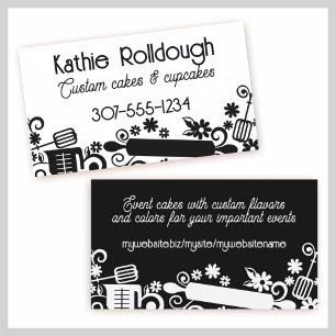 Baker baking pastry chef utensils white business c card