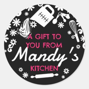 Baker baking utensils black white bakery sticker