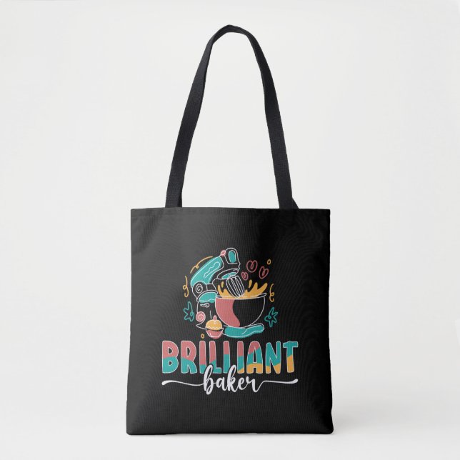 Baker Brilliant Cupcake Baking Bakery Chef Cake Tote Bag (Front)