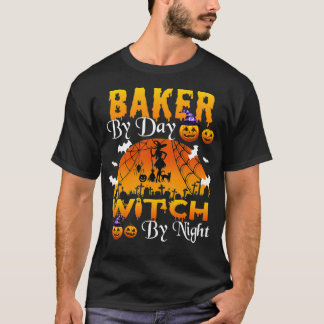 baker By Day Witch By Night bakers Halloween Ghost T-Shirt
