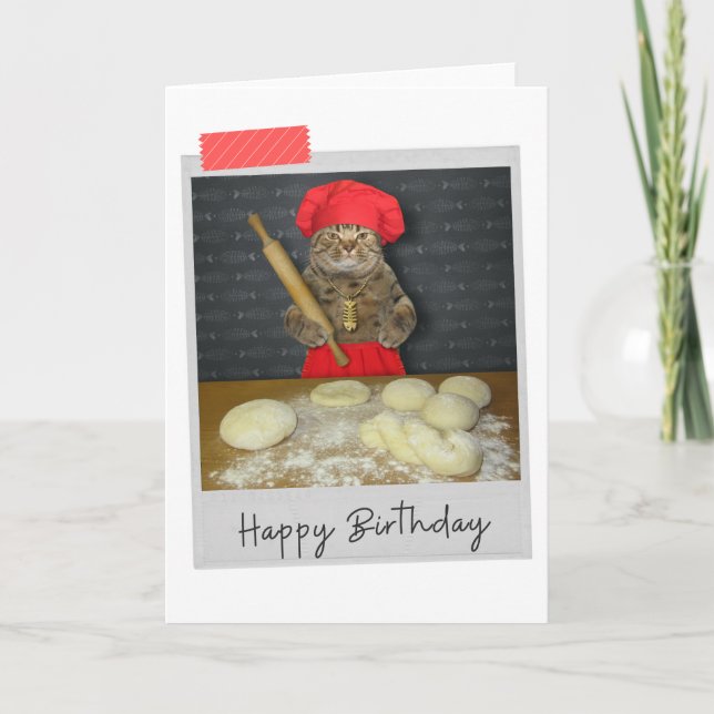 Baker Cat Funny Birthday Card (Front)