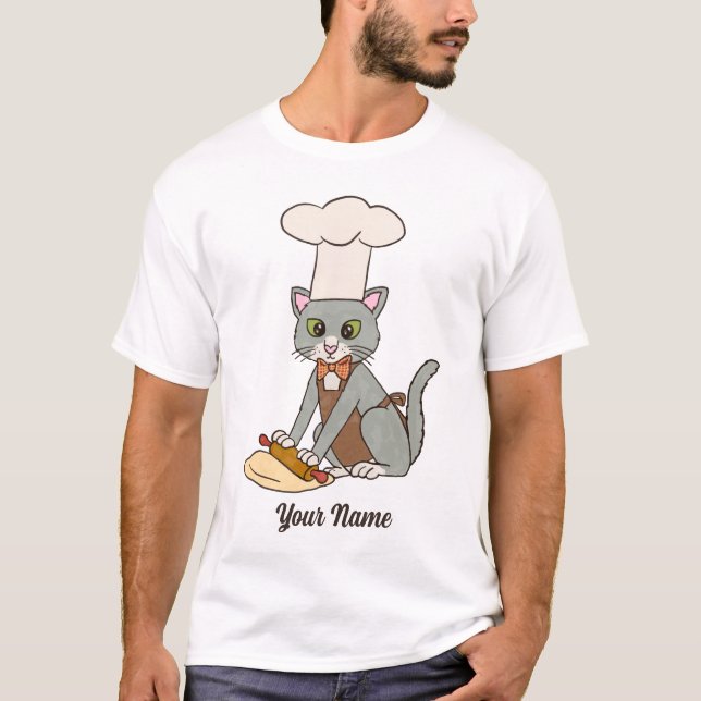 Baker Cat - Grey Tom Pastry Chef Cat Lover T-Shirt (Front)