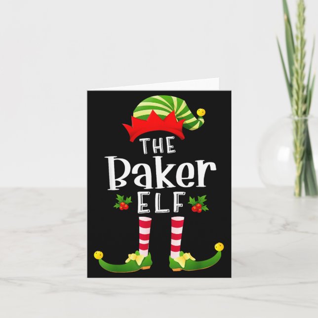 Baker Christmas Elf Matching Pajama X-mas Party  Card (Front)