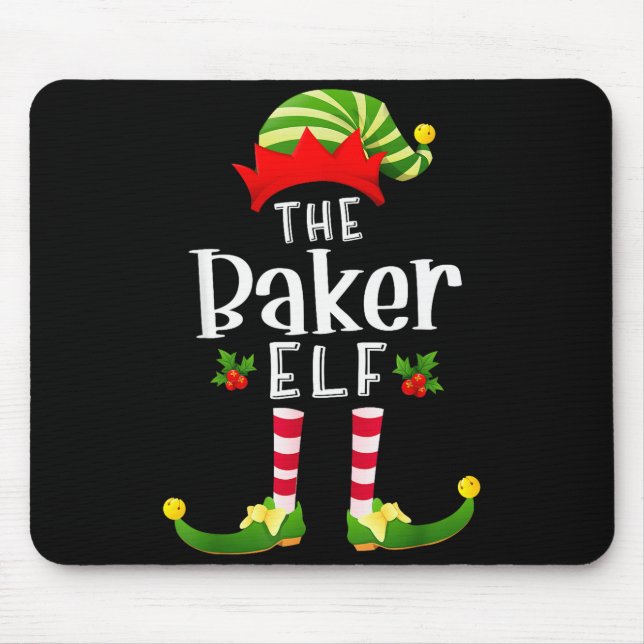 Baker Christmas Elf Matching Pajama X-mas Party  Mouse Pad (Front)
