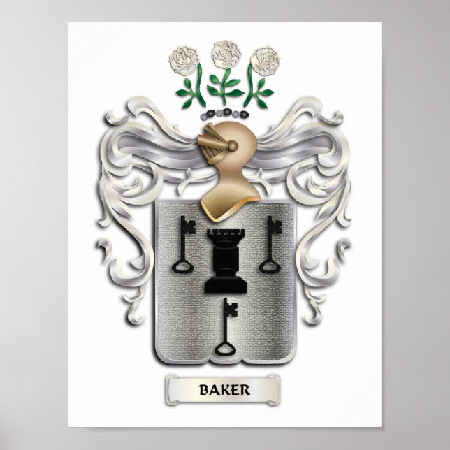 Baker Coat of Arms Print on Heavy Matte Paper (Front)
