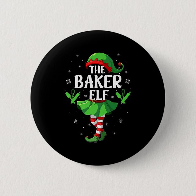 Baker Elf Christmas Girls Women Elf Squad Xmas Fam 6 Cm Round Badge (Front)
