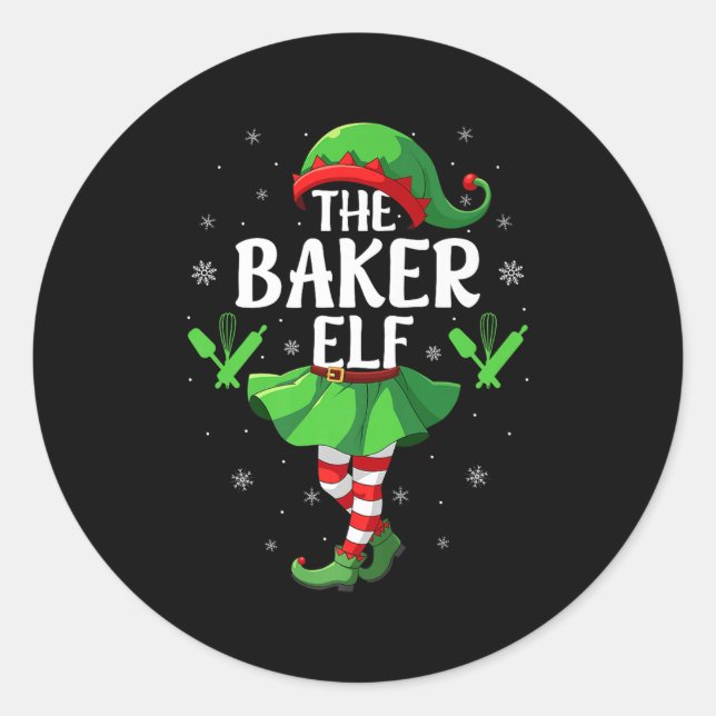 Baker Elf Christmas Girls Women Elf Squad Xmas Fam Classic Round Sticker (Front)