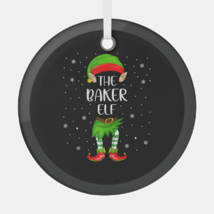 Baker Elf Xmas Party Matching Family Christmas Glass Tree Decoration
