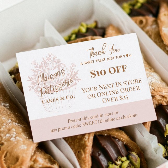 Baker Floral Cupcake Thank You Promo Code Bakery Discount Card (Baker Floral Cupcake Thank You Promo Code Bakery Discount Card)