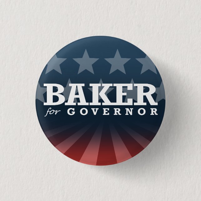 BAKER FOR GOVERNOR 2014 3 CM ROUND BADGE (Front)