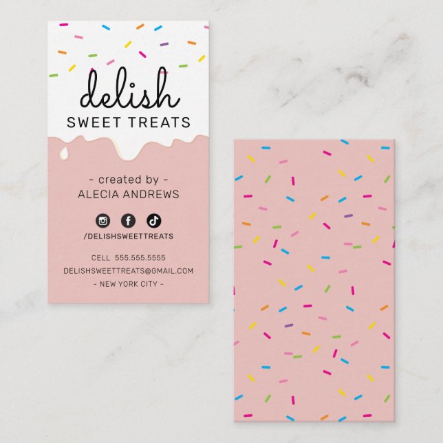 BAKER FROSTING DRIPS modern colourful sprinkles Business Card (Front/Back)