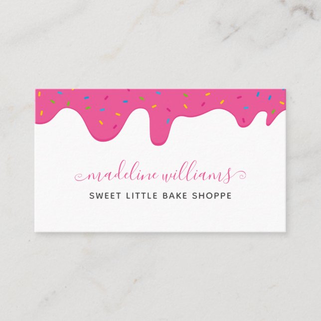 Baker Frosting Drips Sprinkles QR Code Bakery Business Card (Front)