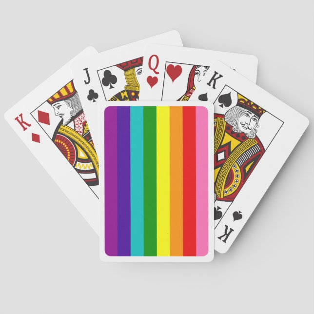 Baker Gay Pride Flag Rainbow Vertical Stripe Playing Cards (Back)