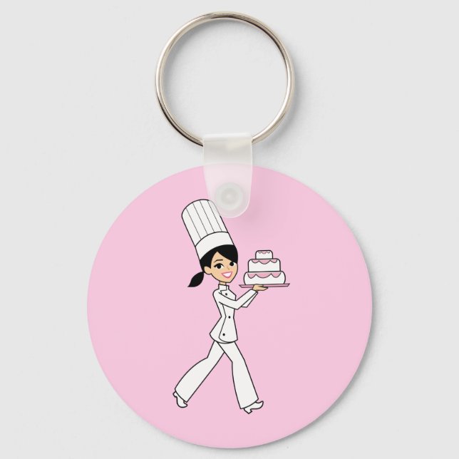 Baker girl with cake on Keychain (Front)