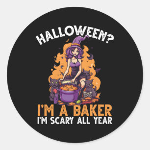 Baker Halloween Baking Bake Scary Trick Or Treat Classic Round Sticker