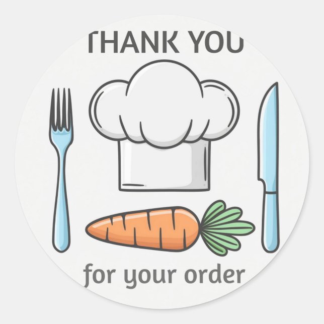 Baker Hat and Cutlery Thanks Classic Round Sticker (Front)
