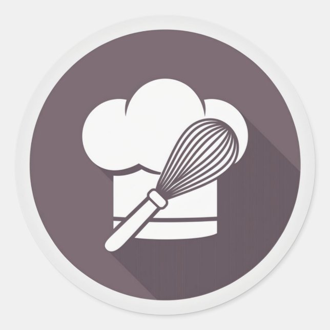 Baker Hat and Whisk Classic Round Sticker (Front)
