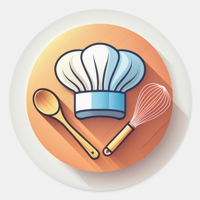 Baker Hat and Whisk Classic Round Sticker (Front)