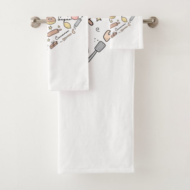 Baker Heart Funny Bakery Baking Pastry Chef Bath Towel Set (Insitu)