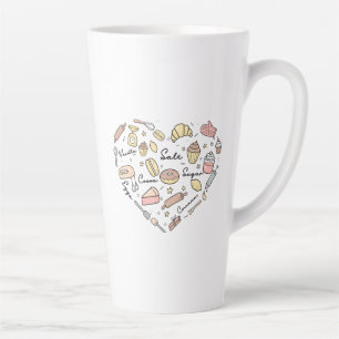 Baker Heart Funny Bakery Baking Pastry Chef Latte Mug
