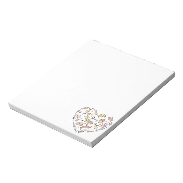 Baker Heart Funny Bakery Baking Pastry Chef Notepad (Rotated)