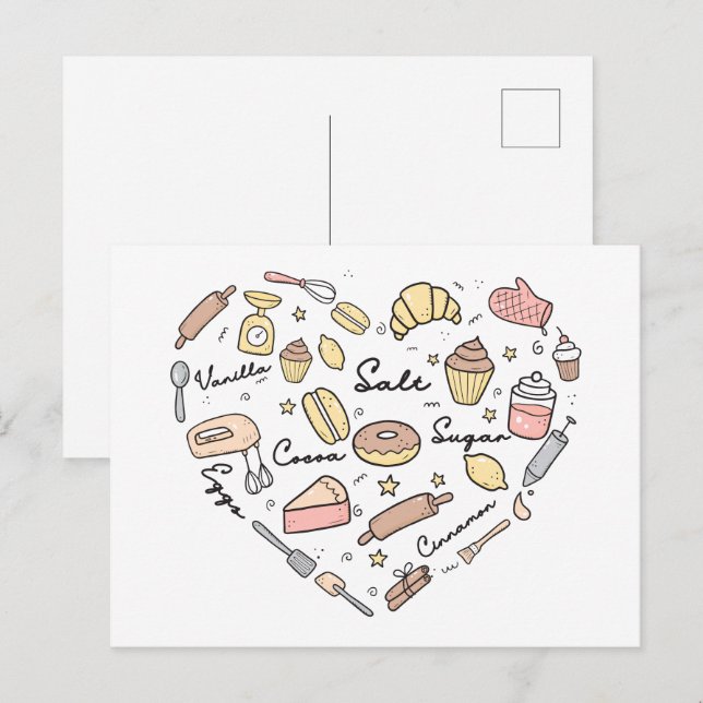 Baker Heart Funny Bakery Baking Pastry Chef Postcard (Front/Back)