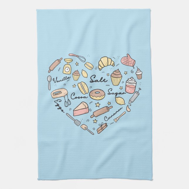 Baker Heart Funny Bakery Baking Pastry Chef Tea Towel (Vertical)