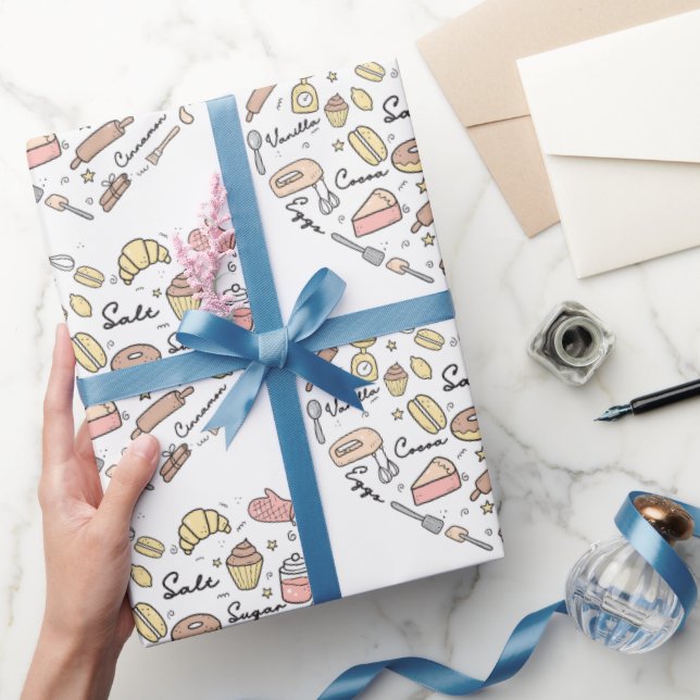 Baker Heart Funny Bakery Baking Pastry Chef Wrapping Paper (Gifting)