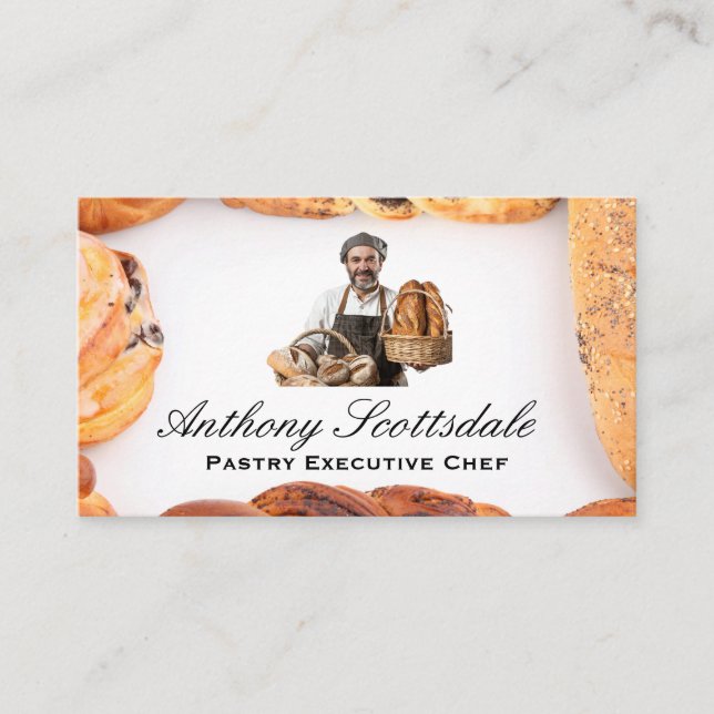 Baker Holding Fresh Made Bread Business Card (Front)