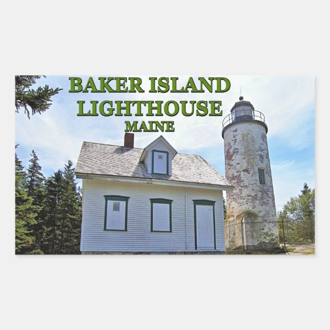 Baker Island Lighthouse, Maine Rectangular Sticker (Front)