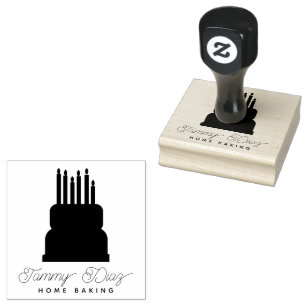 Baker Layer Cake Candles Logo  Rubber Stamp