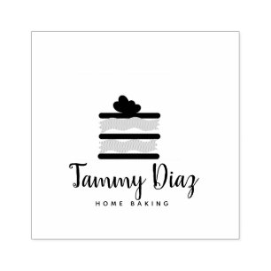 Baker Layer Cake Cupcake Logo Rubber Stamp