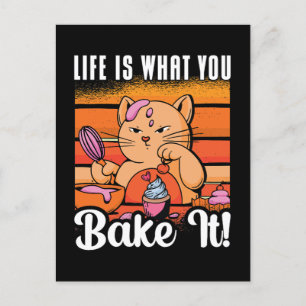 Baker Life Is What You Bake It Baking Bakery Chef Holiday Postcard