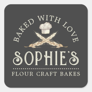 Baker Logo Bakery Pastry Chef Black Product Label