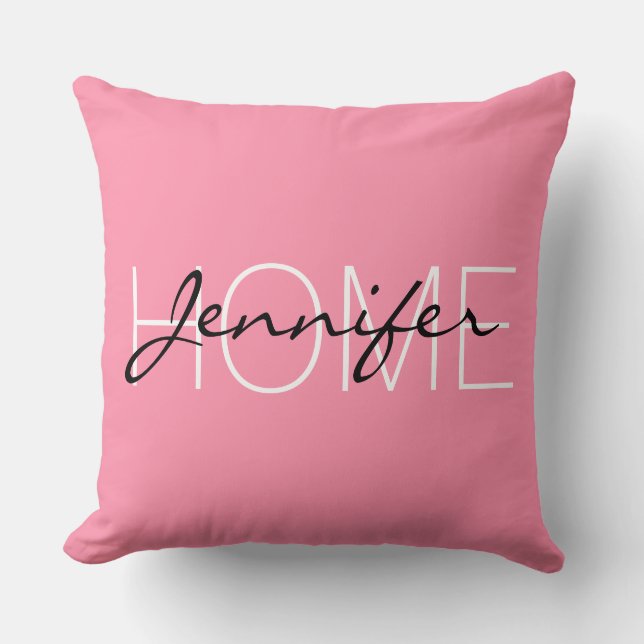 Baker-Miller pink colour home monogram Cushion (Front)