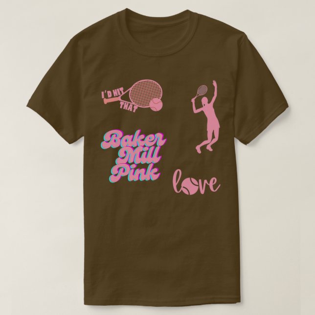 Baker Miller Pink Tennis Sticker T-Shirt (Design Front)