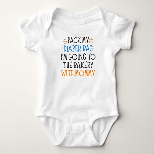 Baker Mum Funny Baking Baby Saying Bodysuit (Front)