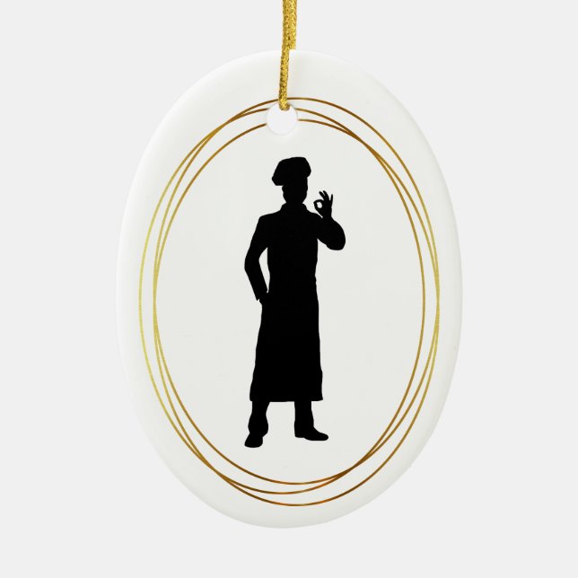 Baker or Chef Silhouette Christmas Ornament (Front)